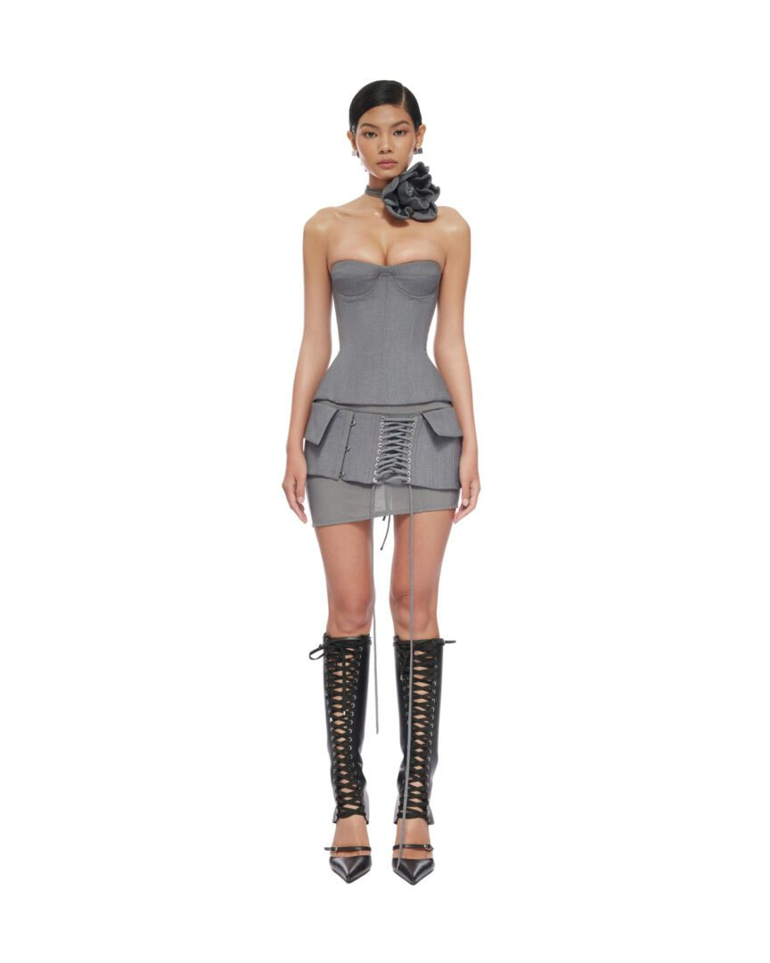 Paradise Grey Khaki Corset — Fancì Club