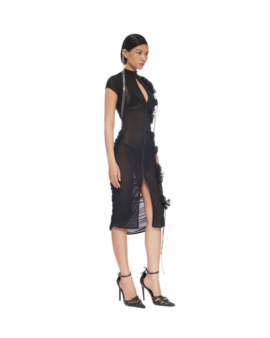fanci club black ruffle dress Fanci Club Black Ruffle Midi Dress by Fanci Club