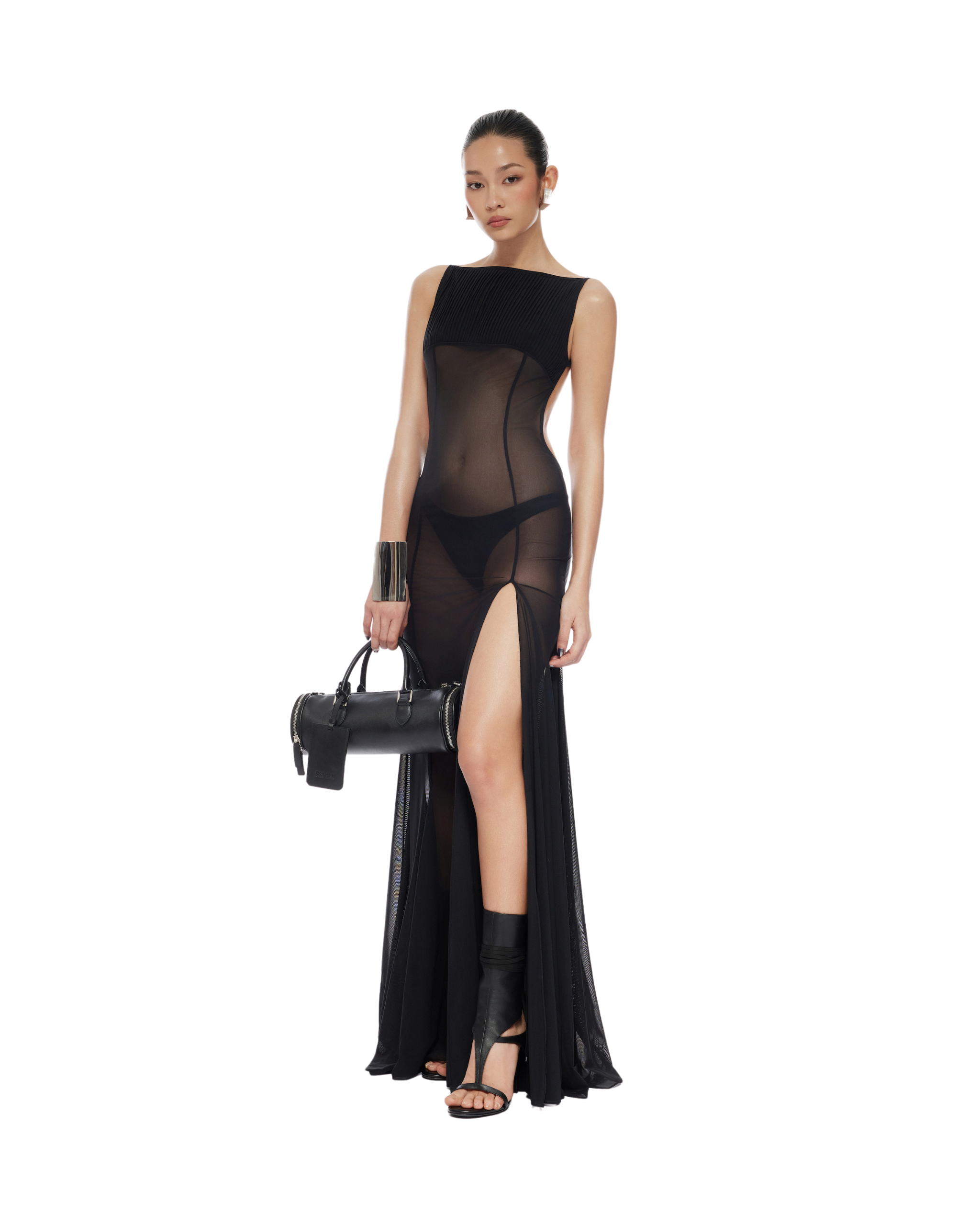 Molting Mesh Evening Gown