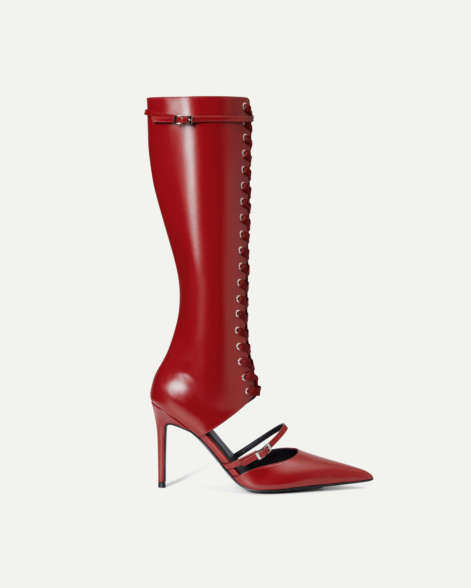 Ostrich Lace-up Boot Heels