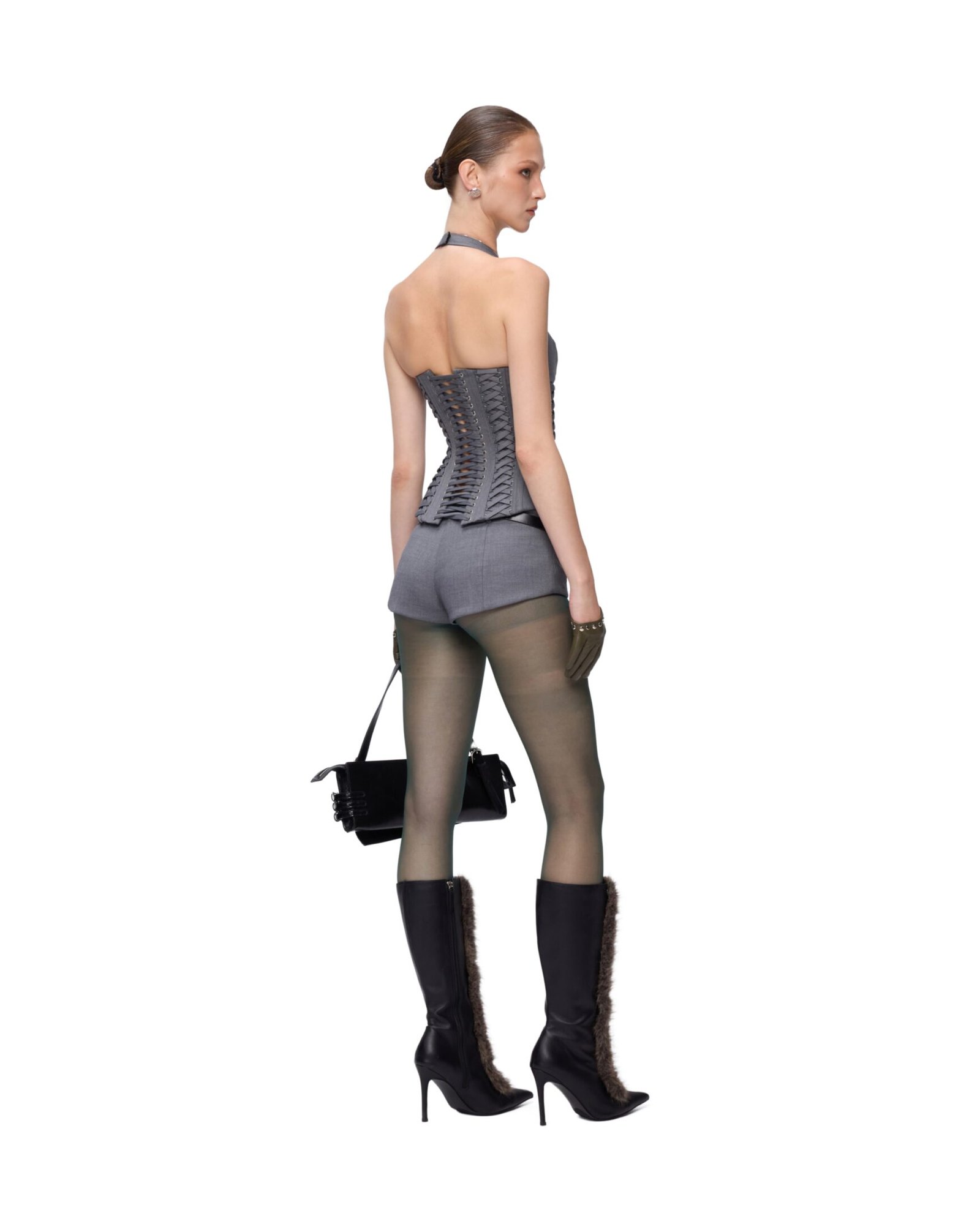 FANCI CLUB | Black \'Cladding\' Leather Skinny Belt FANCI CLUB | Black \ main image 2