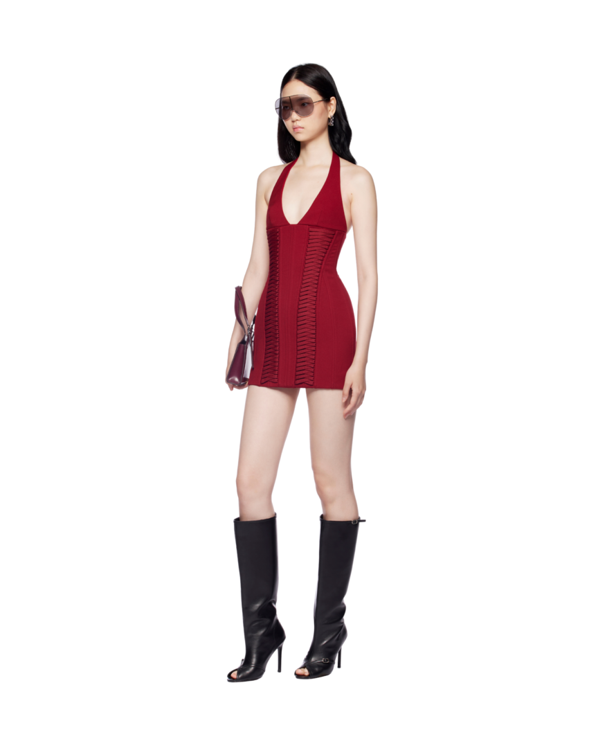 【関税込み】Fanci Club レッド Sawft Bodycon ミニワンピース Fancì Club