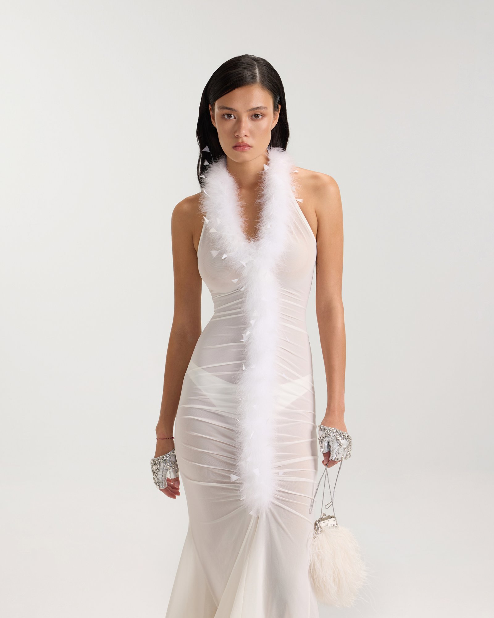 white mesh club dress White mesh floral mini dress