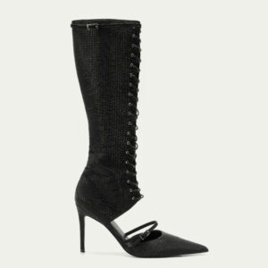 Ostrich Twinkling Lace-up Boot Heels
