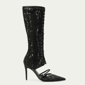 Ostrich Dentelle Lace-up Boot Heels
